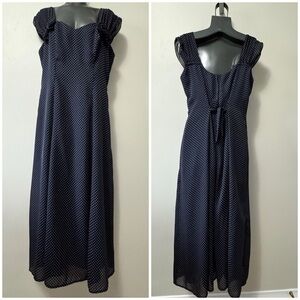Vintage x Algo Blue Polka dot maxi with Puff Cap Sleeves